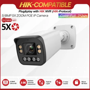 Bullet Camera 5X Zoom Dual Light w Mic Speaker